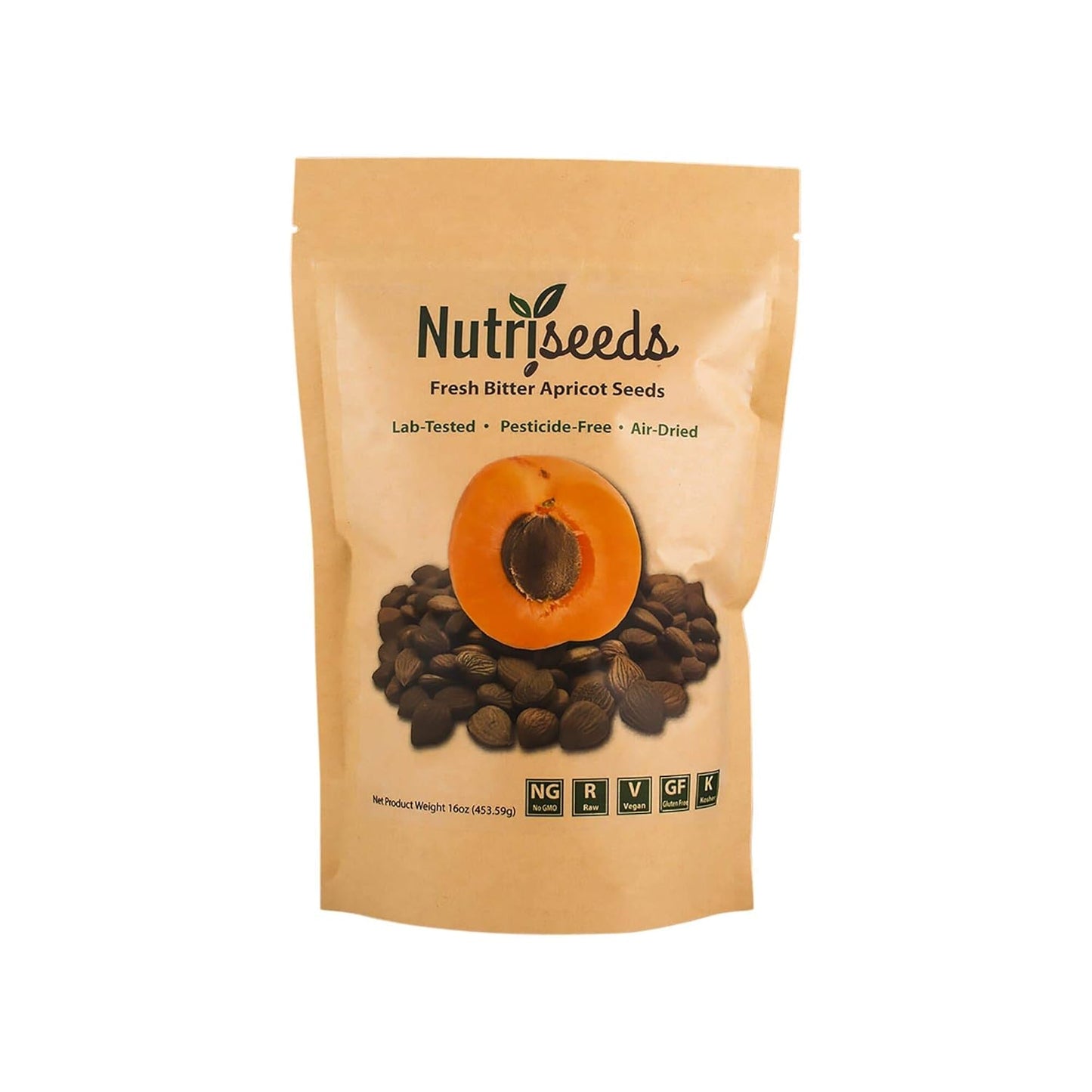 Nutriseeds Bitter Apricot Seeds | California Grown | Certified Pesticide and Herbicide Free | 1LB (16oz) roughly 750 Kernels | Best Source of Natural B Vitamins