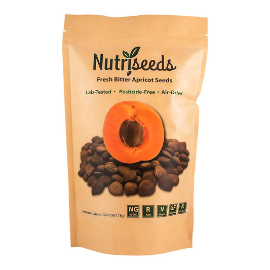 Nutriseeds Bitter Apricot Seeds | California Grown | Certified Pesticide and Herbicide Free | 2LB (32oz) roughly 1,500 Kernels | Best Source of Natural B Vitamins