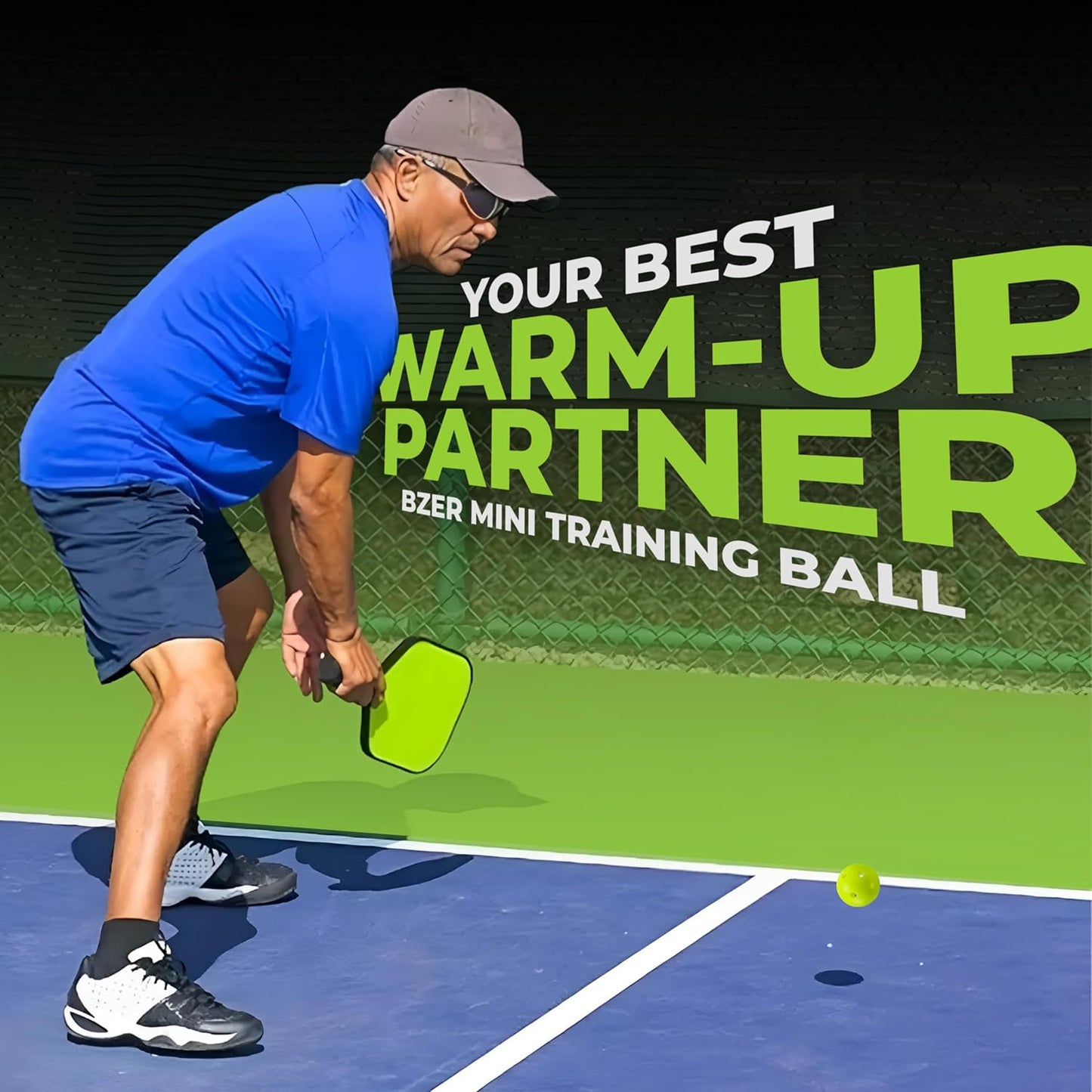 BZER Quiet Pickleball Balls – Mini Pickleballs Silent Rubber Training Ball - Set of 3 for Indoor Outdoor Play, Soft Tiny Practice Trainer, Improve Focus, Boost Control, Training Essentials